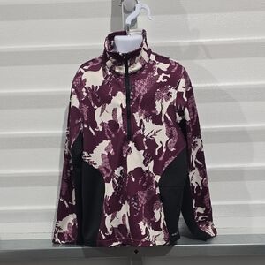 Kerrits Purple and Black Zip-Up Jacket with Abstract Horse‎ Pattern Size Large